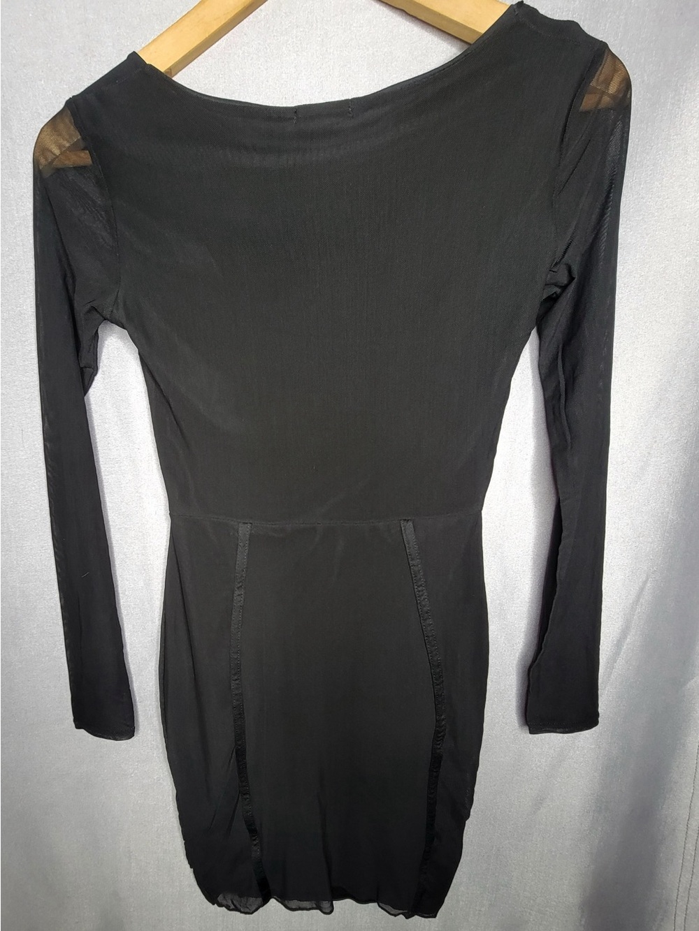 PrettyLittleThing Black Long Sleeve Sheath Dress with Mesh Shoulders